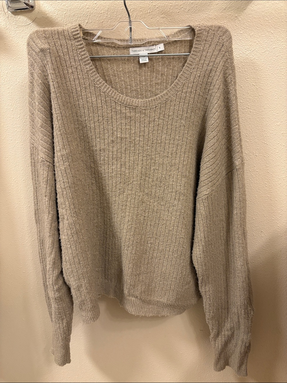 Threads 4 Thought Scoopneck Ribbed Sweater in Taupe
